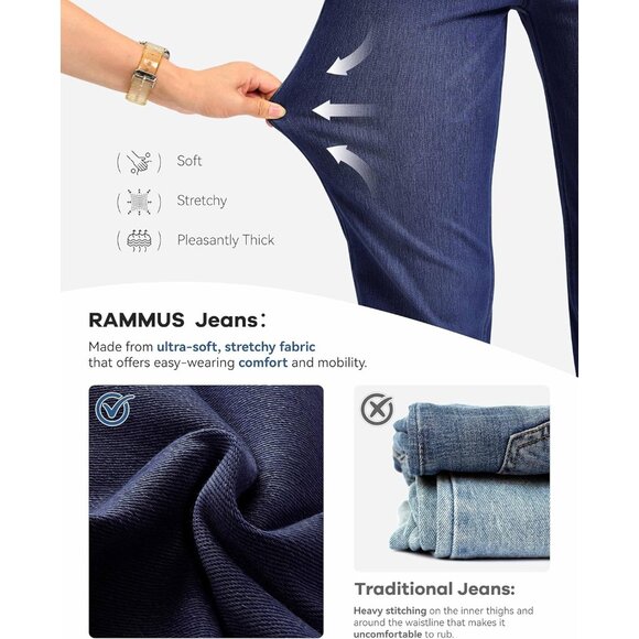 Women’s Stretchy High Waist Straight Leg Jeans Tummy Control Denim - Picture 6 of 7